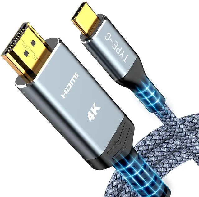 Main image of WRIARICH USB C to HDMI Cable 6FT(4K@60Hz), High Speed Type C to HDMI 2.0 Braided Cord, Thunderbolt 3/4/5 Compatible with iPhone 16/15 Series, MacBook Pro/Air, iPad, Surface, Galaxy, XPS