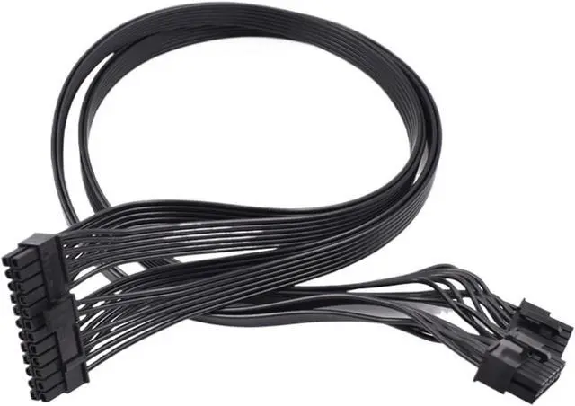 Alt view image 2 of 3 - WRIARICH 18 Pin + 10 Pin to 24 Pin ATX PSU Power Adapter Cable for Seasonic Power Supply 60cm(Black Sleeved)