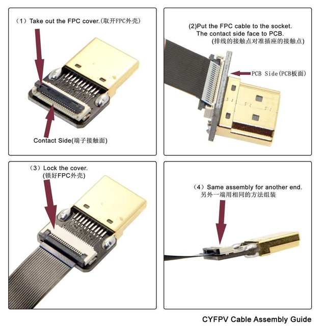 Alt view image 5 of 7 - WRIARICH CYFPV FPV HDMI Male to Up Angled 90D HDMI Male HDTV FPC Flat Cable for FPV HDTV Multicopter Aerial Photography (50cm)