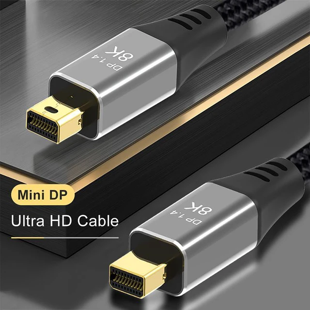 Alt view image 4 of 4 - WRIARICH Mini DisplayPort to Mini DisplayPort Cable 6.6FT (2M), DP 1.4 Cable, 8K@60Hz Ultra HD Video Cable, Audio & Video Sync Transmission, Braided Mini DP Cable for MacBook Pro,
