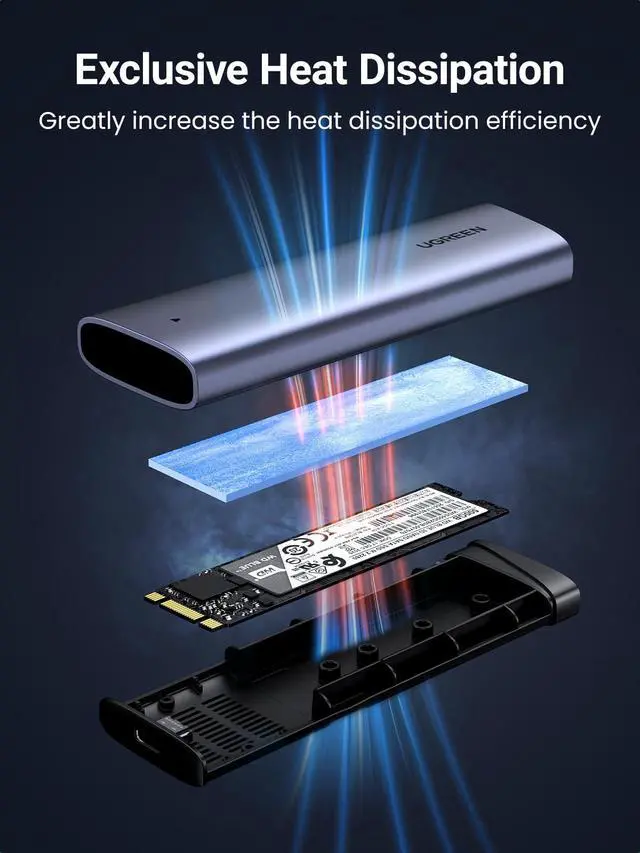 Alt view image 5 of 6 - WRIARICH 10Gbps M.2 NVMe SSD Enclosure