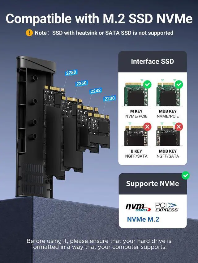 Alt view image 3 of 6 - WRIARICH 10Gbps M.2 NVMe SSD Enclosure