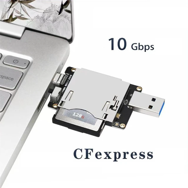 Alt view image 3 of 3 - WRIARICH USB3.1 Type-C & Type-A to CF Express Extension Card Reader for CFE Type-B Support R5 Z6 Z7 Memory Card