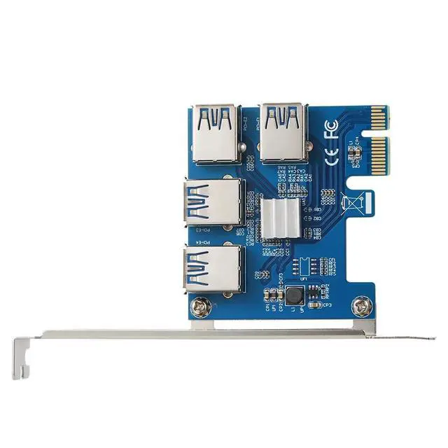 Alt view image 2 of 6 - WRIARICH USB 3.0 PCI E 1X to 4 PCI-E 16X Slots PCI-E Express Riser Card Extender ETH BTC 4 in 1 PCIe Riser Adapter Board for Mining Miner