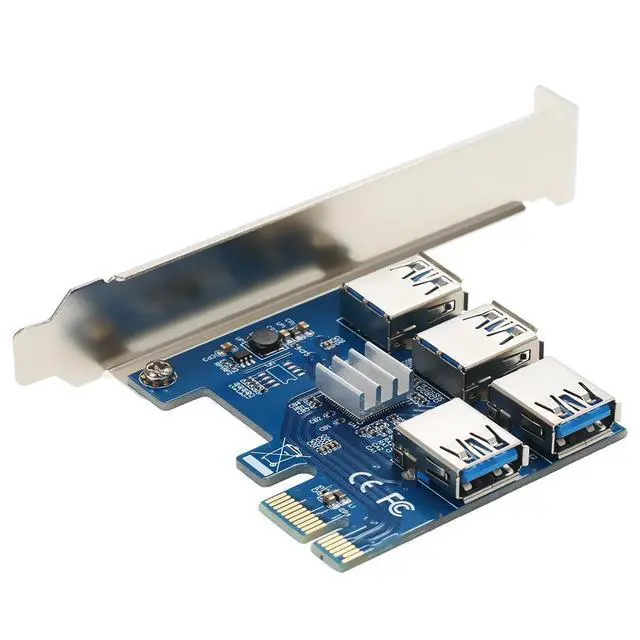 Alt view image 3 of 6 - WRIARICH USB 3.0 PCI E 1X to 4 PCI-E 16X Slots PCI-E Express Riser Card Extender ETH BTC 4 in 1 PCIe Riser Adapter Board for Mining Miner