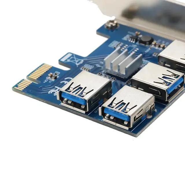 Alt view image 4 of 6 - WRIARICH USB 3.0 PCI E 1X to 4 PCI-E 16X Slots PCI-E Express Riser Card Extender ETH BTC 4 in 1 PCIe Riser Adapter Board for Mining Miner