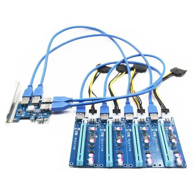 Alt view image 5 of 6 - WRIARICH USB 3.0 PCI E 1X to 4 PCI-E 16X Slots PCI-E Express Riser Card Extender ETH BTC 4 in 1 PCIe Riser Adapter Board for Mining Miner