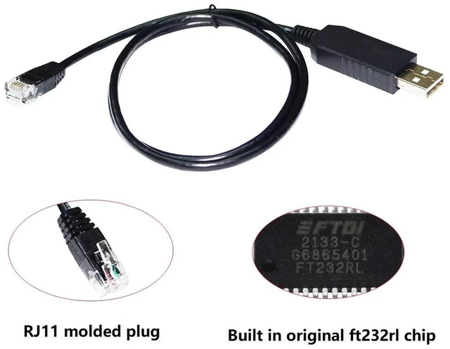 Alt view image 2 of 6 - WRIARICH FTDI FT232RL USB RS232 TO RJ11 RJ12 6P4C ADAPTER SERIAL DEBUGGER COMMUNICATION CONSOLE CABLE FOR DMKE SERVO DRIVER RS-232 PORT
7M Length(3.6M Length)