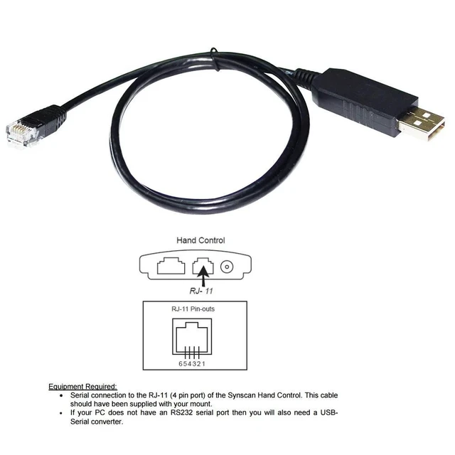 Alt view image 6 of 6 - WRIARICH INDUSTRIAL FTDI FT232RL USB TO RS232 RJ11 6P4C PLUG CELESTRON SYNSCAN FIREWARE UPGRADE CABLE, PC TO CELESTRON HC CONTROL KABLE
7M Length(3.6M Length)