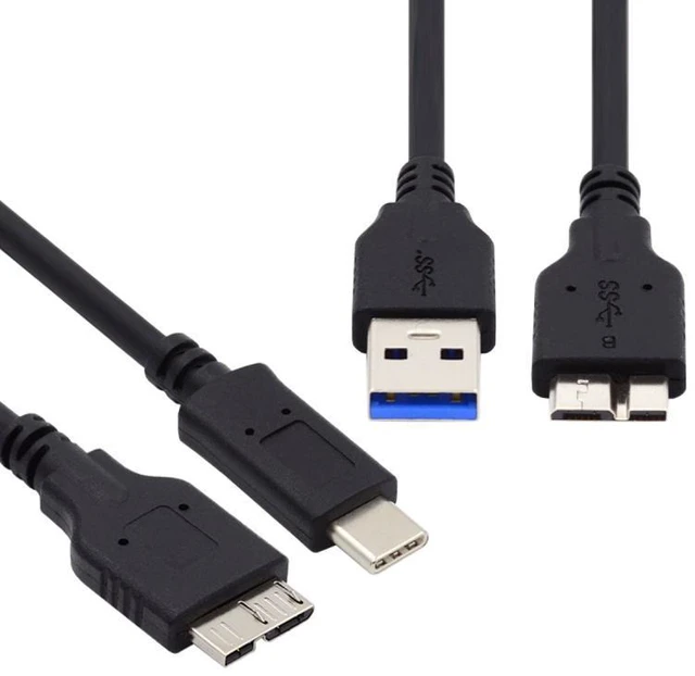 Main image of WRIARICH 2pcs/set USB 3.1 USB-C Type-C to Micro 3.0 and USB 3.0 Type-A Male to Micro 3.0 B Male Disk SSD Data Cable 15cm