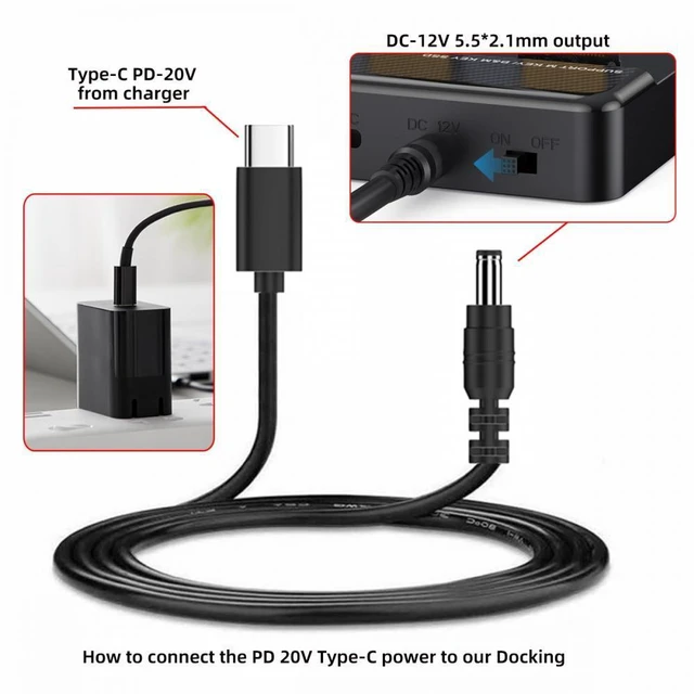 Alt view image 4 of 7 - WRIARICH PD Power USB 3.1 Type-C USB-C Male Power Input to DC 12V Output 5.5x2.1mm Plug Cable PD Emulator Trigger Cord 150cm