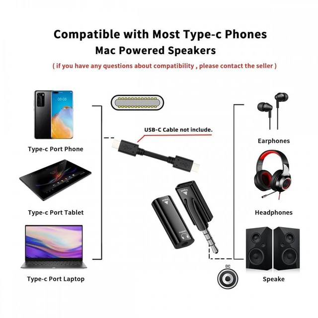Alt view image 3 of 7 - WRIARICH 2pcs/lot Type-C USB-C Female to 3.5mm Male & Female Audio AUX & MIC Sound Card 16bit 48kHz Adapter Compatible with Laptop Tablet Phone