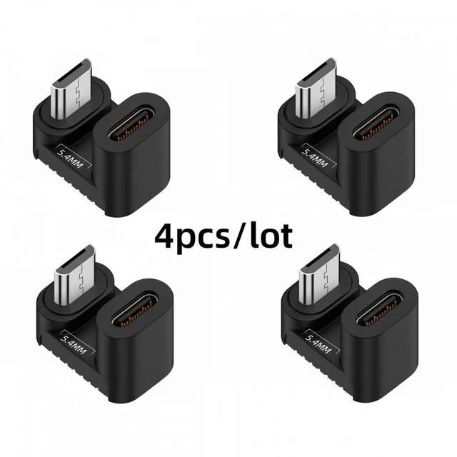 Main image of WRIARICH 4pcs/lot USB-C USB2.0 Type-C Female to Micro USB Male Power Data Adapter 360 Degree Opposite Down Back Angled