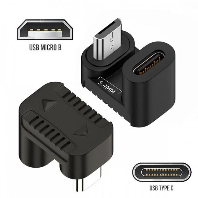 Alt view image 2 of 7 - WRIARICH 4pcs/lot USB-C USB2.0 Type-C Female to Micro USB Male Power Data Adapter 360 Degree Opposite Down Back Angled