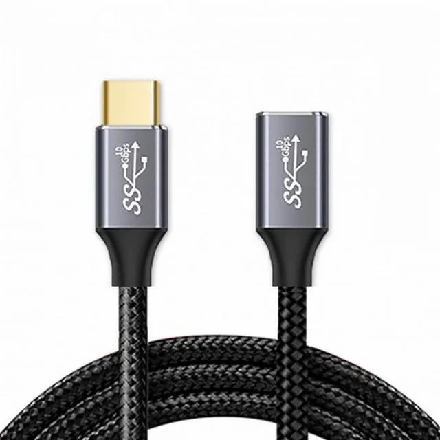 Alt view image 2 of 7 - WRIARICH USB-C USB 3.1 Type-C Male to Female Extension Data Cable 10Gbps 100W with Sleeve for Laptop Phone