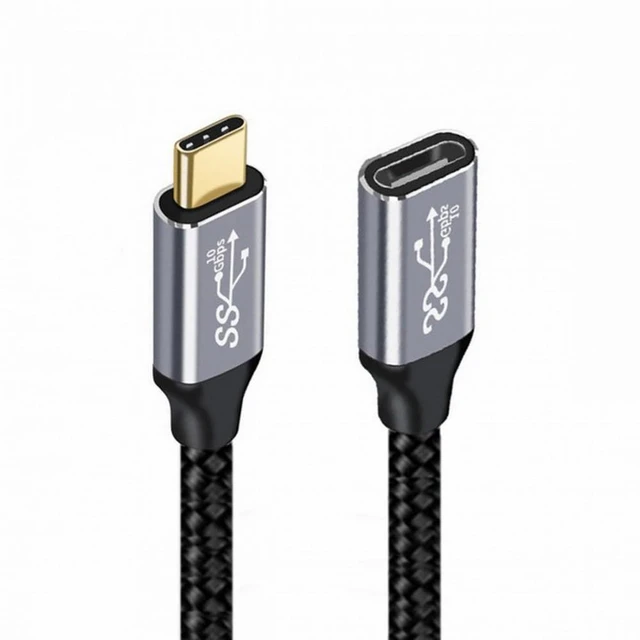 Alt view image 3 of 7 - WRIARICH USB-C USB 3.1 Type-C Male to Female Extension Data Cable 10Gbps 100W with Sleeve for Laptop Phone