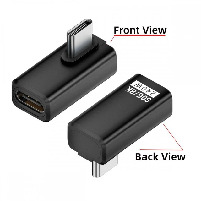 Alt view image 2 of 7 - WRIARICH USB5.0 80Gbps Male to Female Extension Adapter Low Profile Left Right Angled with 240W 16K 8K 5K Compatible with USB4.0 Thunderbolt3/4/5