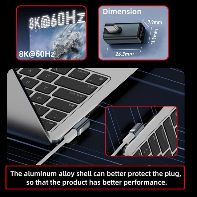 Alt view image 5 of 7 - WRIARICH USB5.0 80Gbps Male to Female Extension Adapter Low Profile Left Right Angled with 240W 16K 8K 5K Compatible with USB4.0 Thunderbolt3/4/5