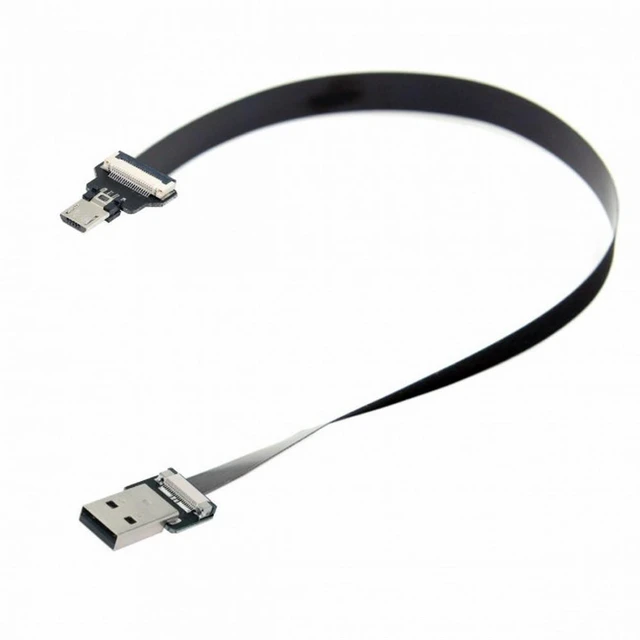 Alt view image 2 of 7 - WRIARICH USB 2.0 Type-A Male to Micro USB 5Pin Male Data Flat Slim FPC Cable for FPV Disk Phone