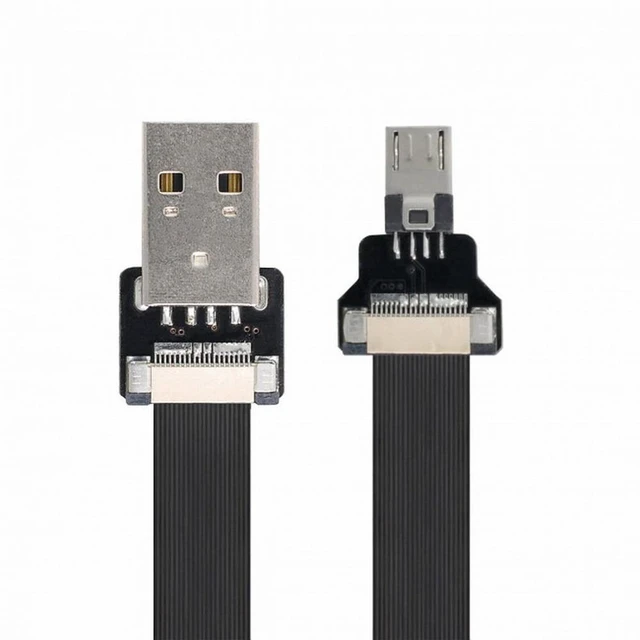 Alt view image 3 of 7 - WRIARICH USB 2.0 Type-A Male to Micro USB 5Pin Male Data Flat Slim FPC Cable for FPV Disk Phone