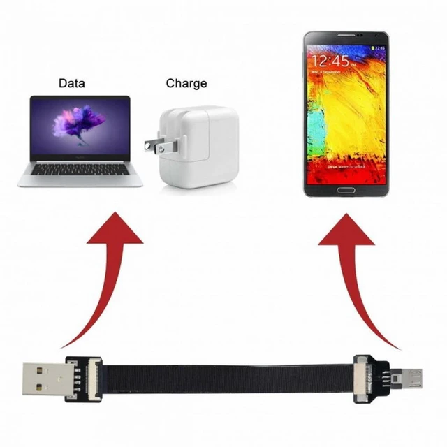 Alt view image 4 of 7 - WRIARICH USB 2.0 Type-A Male to Micro USB 5Pin Male Data Flat Slim FPC Cable for FPV Disk Phone