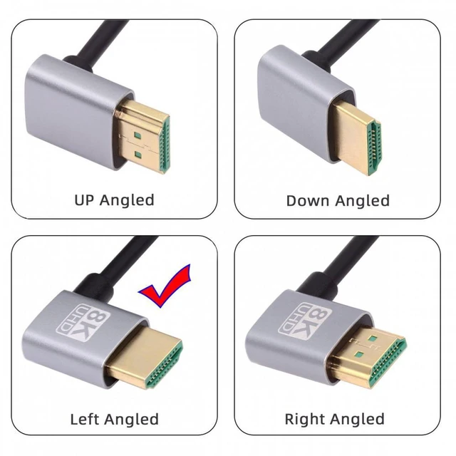 Alt view image 4 of 7 - WRIARICH HDMI 2.1 Ultra Thin HDTV Cable 8K 4K Hyper Super Flexible Slim Cord Left Angled to Left Angled 90 Degree Type-A for Computer HDTV