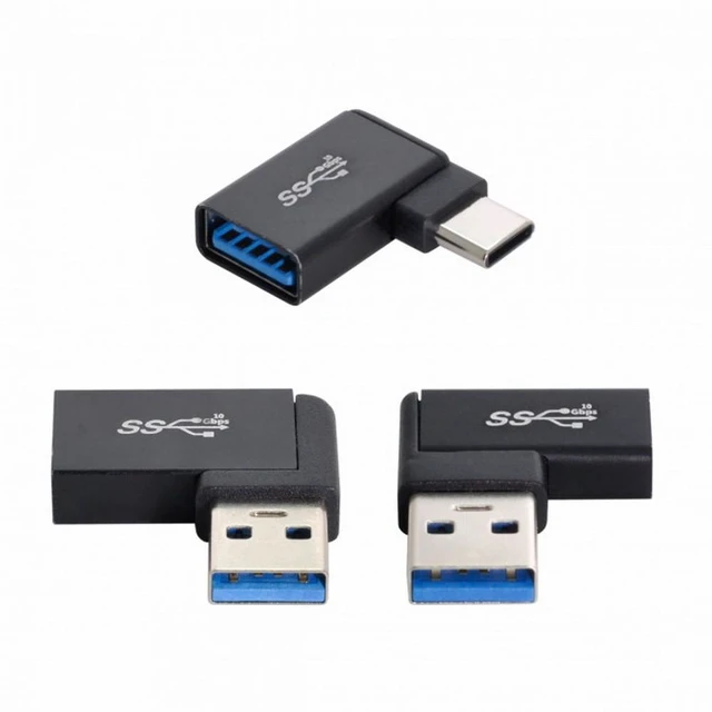 Alt view image 2 of 7 - WRIARICH 3pcs/lot Angled 90 Degree USB 3.1 Type-C Male Female to USB3.0 Type A Female OTG Data 10Gbps Adapter
