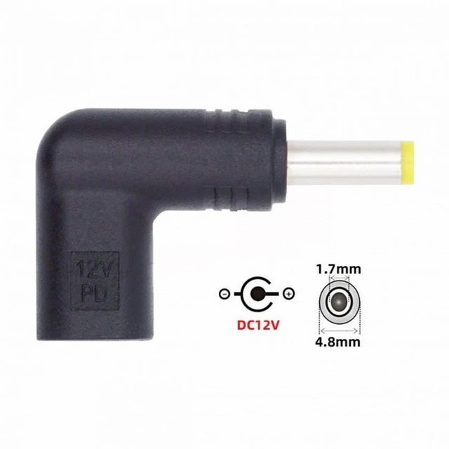 Alt view image 5 of 7 - WRIARICH USB 3.1 Type-C USB-C Female to DC 12V 4.8x1.7mm Plug Adapter PD Emulator Trigger 90 Degree Angled