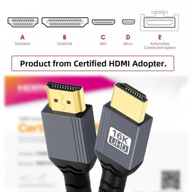 Alt view image 3 of 7 - WRIARICH 16K 8K UHD HDMI 2.2 Version Type-A Male to HDMI Male HDTV Cable for HDTV Desktop Laptop Monitor (50cm)