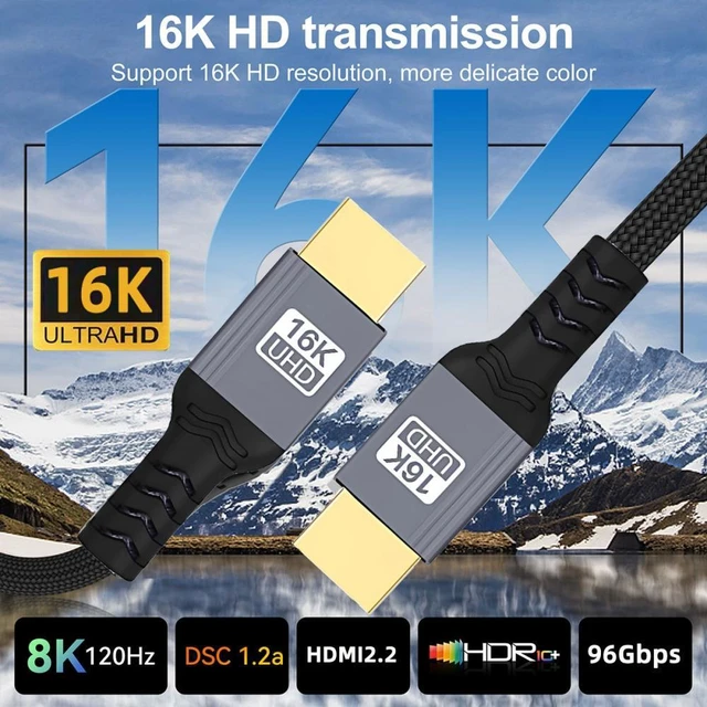 Alt view image 4 of 7 - WRIARICH 16K 8K UHD HDMI 2.2 Version Type-A Male to HDMI Male HDTV Cable for HDTV Desktop Laptop Monitor (50cm)