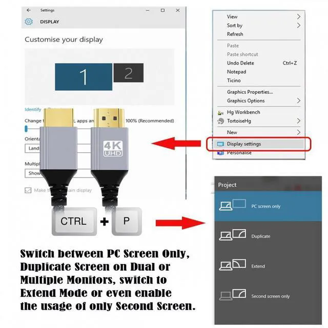 Alt view image 5 of 7 - WRIARICH 0.3m HDMI 2.0 Male to HDMI Type-A Male 4K 60hz Cable with Sleeve Straight Connector for HDTV Computer Laptop Monitor