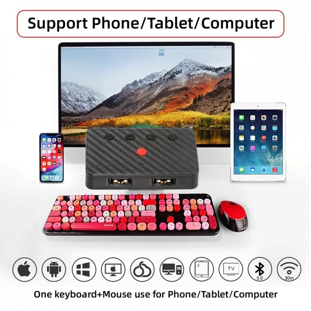 Alt view image 7 of 7 - WRIARICH Cable USB Wired Keyboard and Mouse Convert to Wireless 2.4G Bluetooth(BT) Converter with Receiver Type-C Power for Laptop Tablet Phone