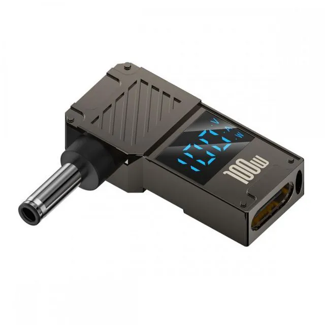 Main image of WRIARICH Cable Type-C USB-C Input to DC 4.5x3.0mm Jack Smart LED Display 100W Output Power 20V 5A PD Charge 65W Adapter Compatible with DELLLaptop