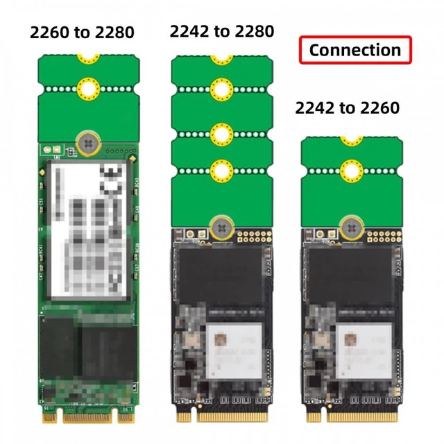 Alt view image 3 of 7 - WRIARICH 2pcs/lot M2 NGFF NVME M.2 Extended Adapter Card Transfer 2230 2242 2260 2280 Change to Long Size SSD
