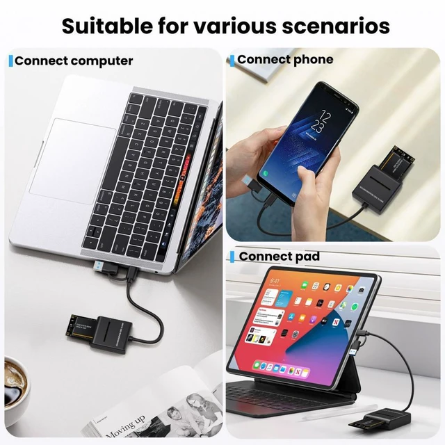 Alt view image 2 of 7 - WRIARICH USB 3.0 Type-C USB-C Type-A Dual Connector to MSATA SSD Docking External Cable Enclosure 5Gbps