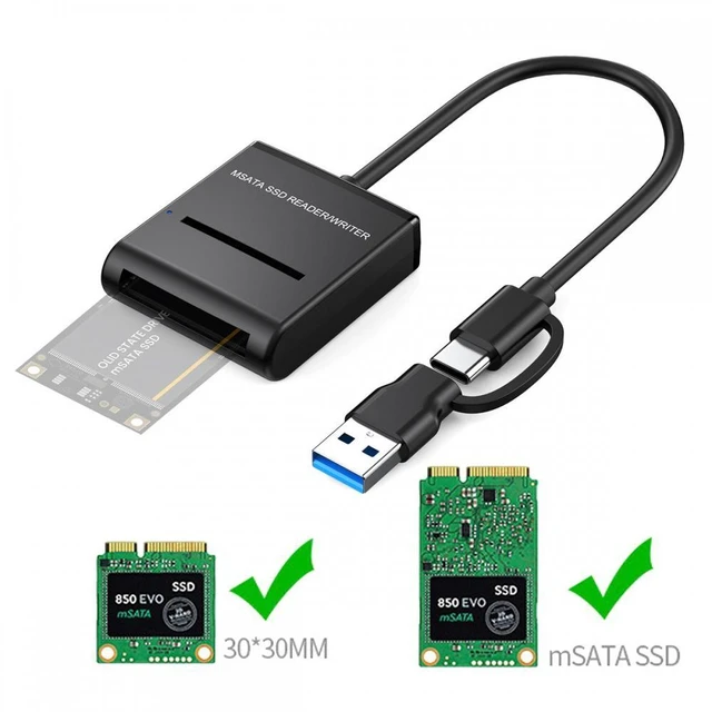 Alt view image 5 of 7 - WRIARICH USB 3.0 Type-C USB-C Type-A Dual Connector to MSATA SSD Docking External Cable Enclosure 5Gbps