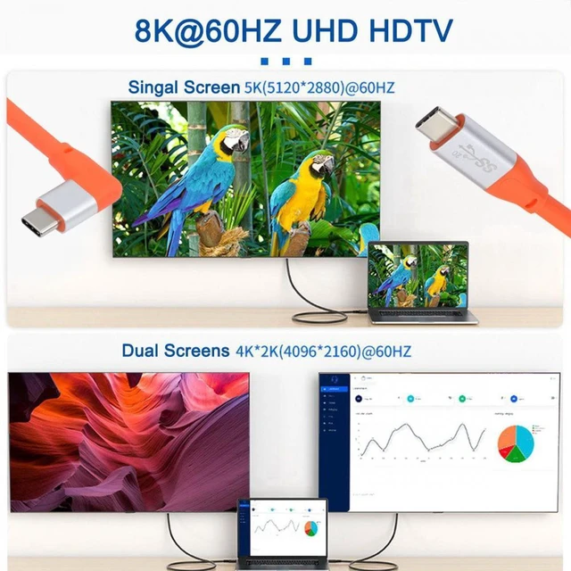 Alt view image 7 of 7 - WRIARICH USB3.2 20Gbps Male to Male Cable 90 Degree Left Right Angled Ultra Soft High Flex 100W 8K 5K 4K USB4.0 Hyper Super Flexible Cord (50cm)