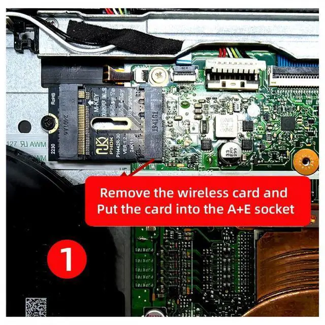 Alt view image 6 of 7 - WRIARICH 2230 NGFF A+E-Key Male to NVME M-key Female Extension PCI-E 4.0 Adapter with Bracket for Laptop Mainboard SSD 2280