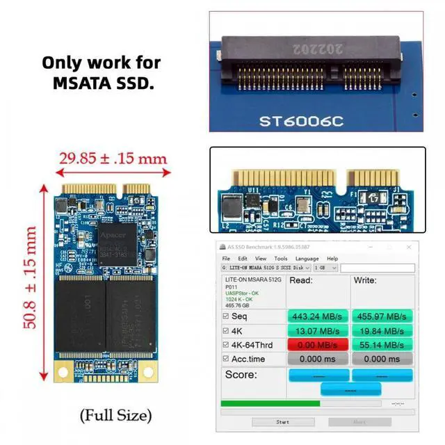 Alt view image 2 of 7 - WRIARICH Slim Type 50Pin mSATA 3050 SSD 5x3cm to 2.5" SATA 3.0 22Pin Disk Adapter 6Gbps PCBA