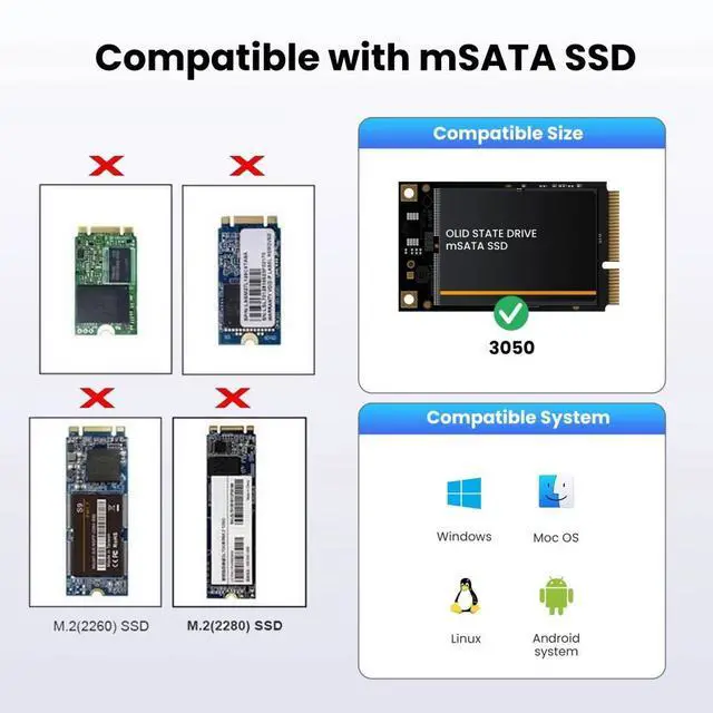 Alt view image 5 of 7 - WRIARICH Slim Type 50Pin mSATA 3050 SSD 5x3cm to 2.5" SATA 3.0 22Pin Disk Adapter 6Gbps PCBA