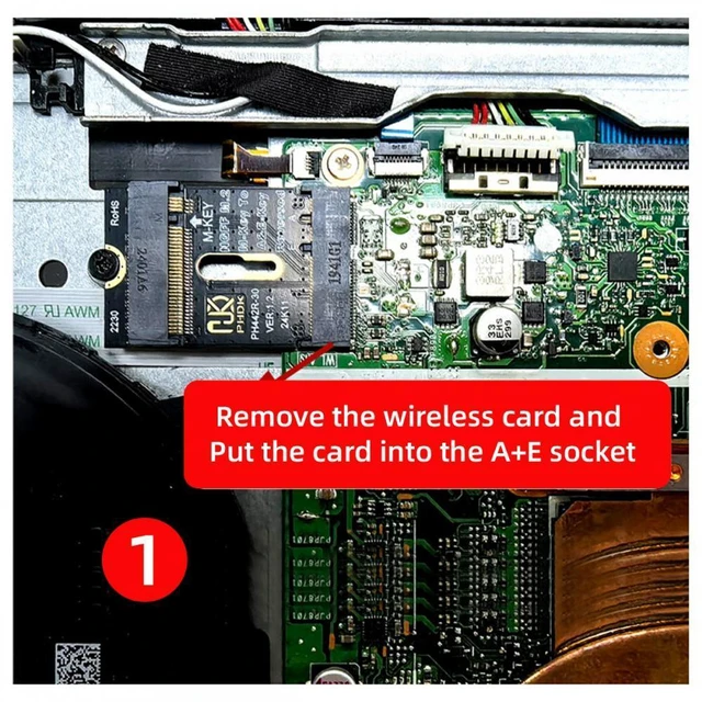 Alt view image 6 of 7 - WRIARICH 2230 NGFF A+E-Key Male to NVME M-key Female Extension PCI-E 4.0 Adapter with Bracket for Laptop Mainboard SSD 2280