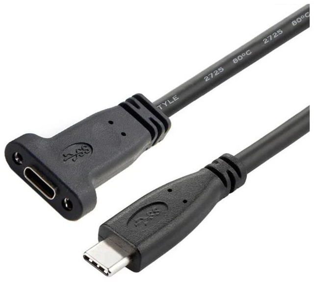 Main image of WRIARICH USB-C USB 3.1 Type-C Male to Female Extension Data Cable with Panel Mount Screw Hole