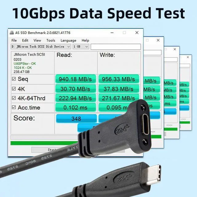 Alt view image 5 of 7 - WRIARICH USB-C USB 3.1 Type-C Male to Female Extension Data Cable with Panel Mount Screw Hole