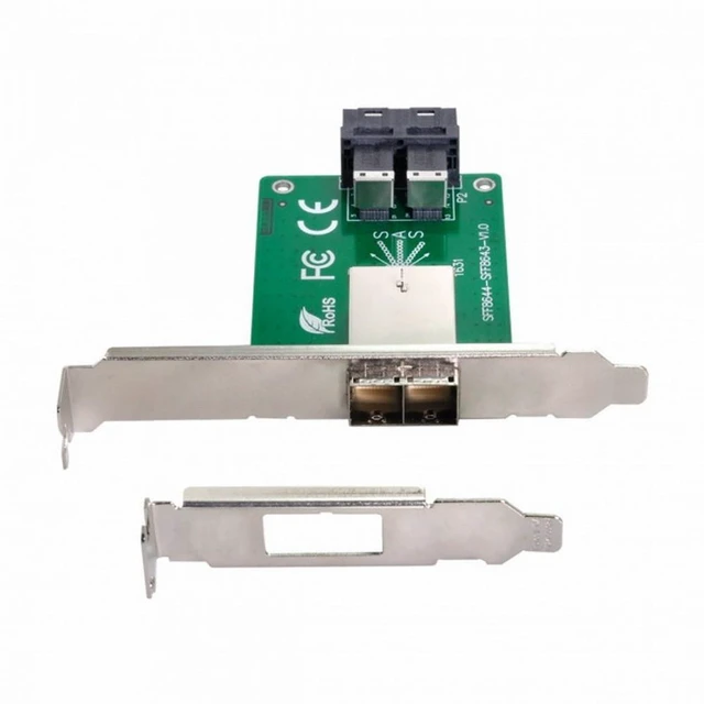 Alt view image 3 of 7 - WRIARICH Dual Ports Mini SAS HD SFF-8644 To Internal SAS HD SFF-8643 PCBA Female Adapter With Low Profile Bracket