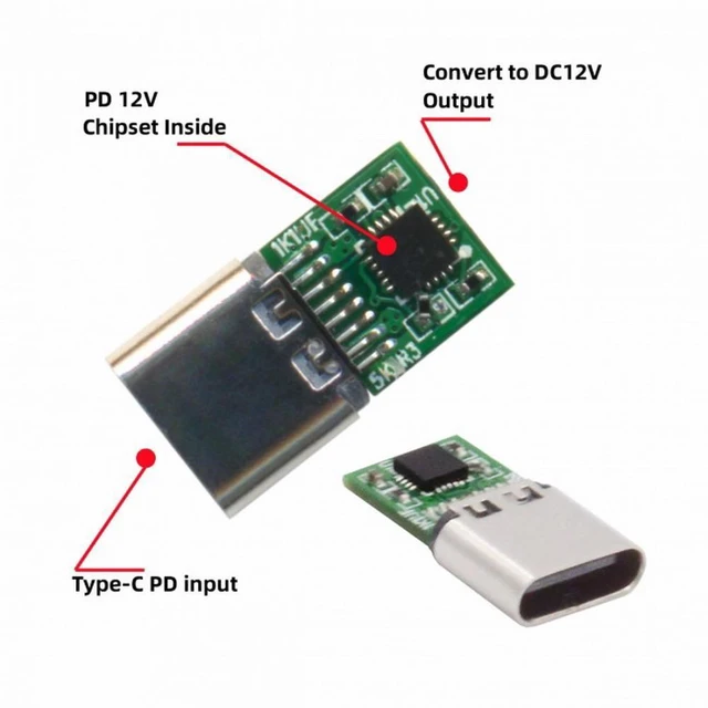 Alt view image 4 of 7 - WRIARICH USB 3.1 Type-C USB-C Female to DC 12V 4.0x1.7mm Plug Adapter PD Emulator Trigger 90 Degree Angled