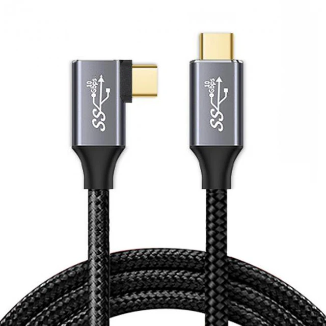 Alt view image 3 of 7 - WRIARICH 90 Degree Right Angled Type-C USB-C Male to Male USB3.1 10Gbps 100W Data Cable for Laptop and Phone