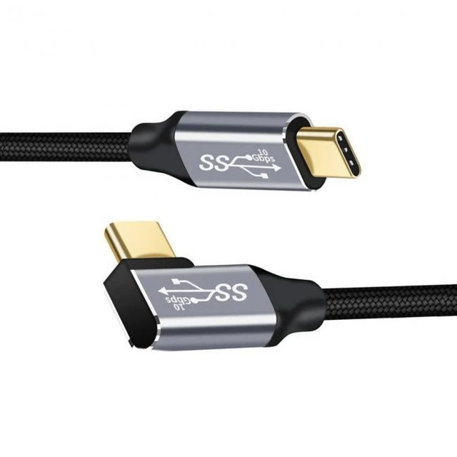 Alt view image 4 of 7 - WRIARICH 90 Degree Right Angled Type-C USB-C Male to Male USB3.1 10Gbps 100W Data Cable for Laptop and Phone