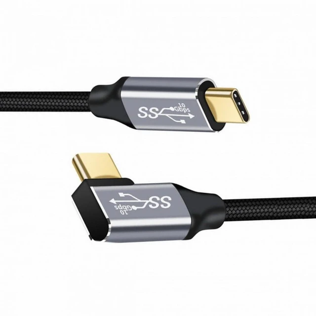 Alt view image 3 of 7 - WRIARICH90 Degree Right Angled Type-C USB-C Male to Male USB3.1 10Gbps 100W Data Cable for Laptop Phone