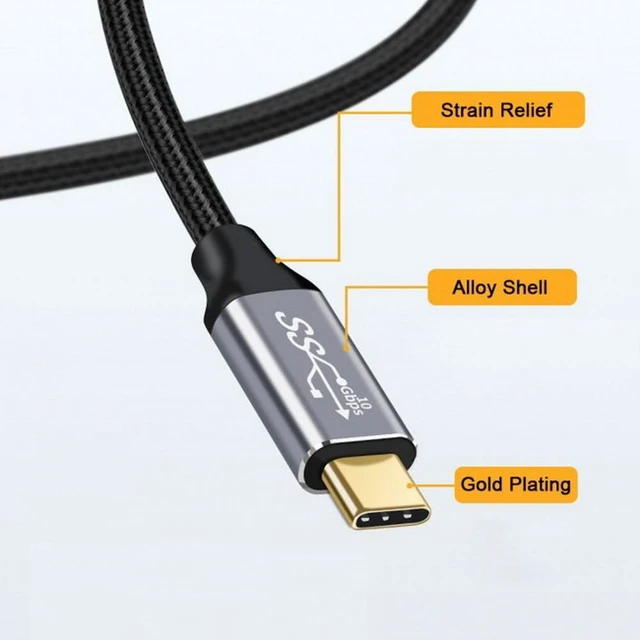 Alt view image 7 of 7 - WRIARICH90 Degree Right Angled Type-C USB-C Male to Male USB3.1 10Gbps 100W Data Cable for Laptop Phone