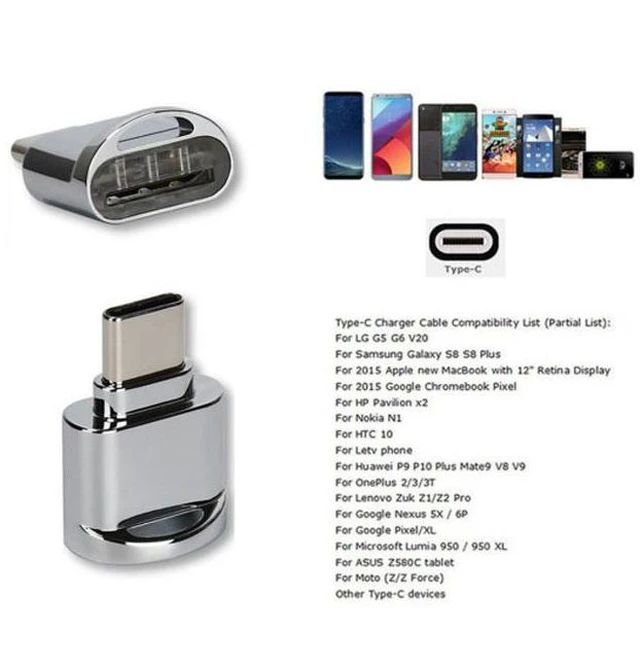 Alt view image 6 of 7 - WRIARICH UC-051-2PCS 2pcs USB 2.0 Type C USB-C to Micro SD SDXC TF Card Reader Adapter for MacbookCell Phone